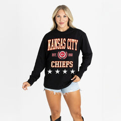 Kansas City Chiefs Gameday Couture Women's Oversized Everyday Star Long Sleeve T-Shirt Black | NFL