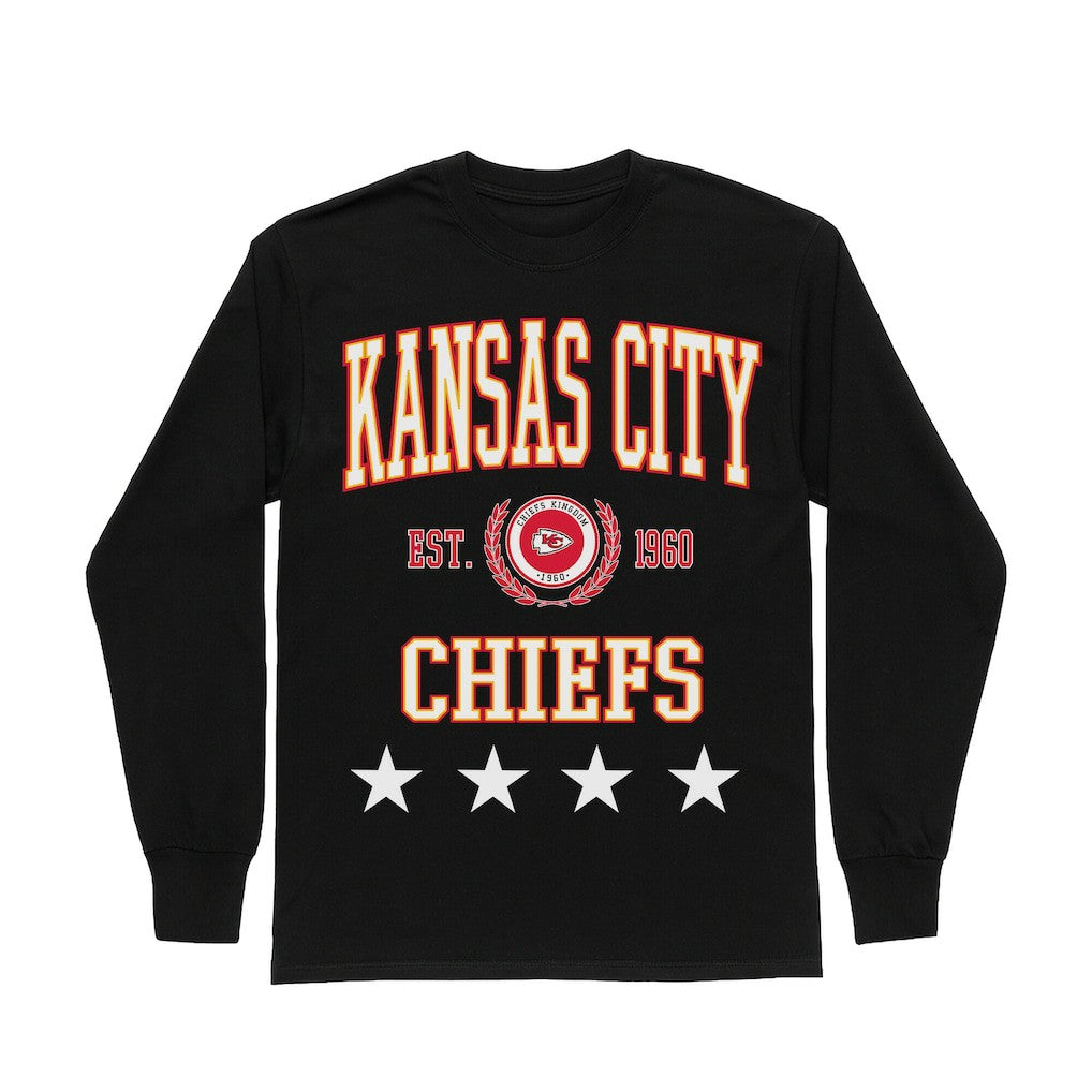 Kansas City Chiefs Gameday Couture Women's Oversized Everyday Star Long Sleeve T-Shirt Black | NFL