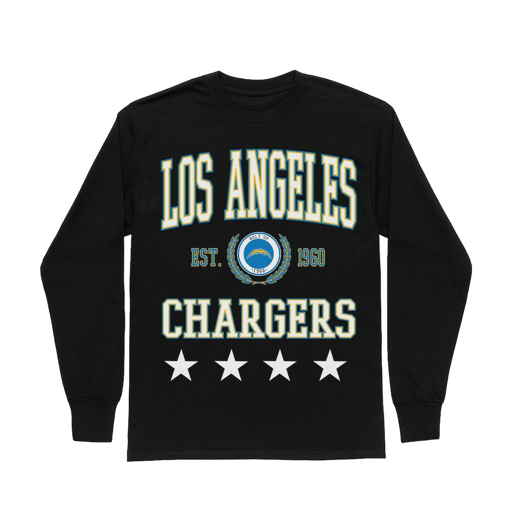 Los Angeles Chargers Gameday Couture Women's Oversized Everyday Star Long Sleeve T-Shirt Black | NFL
