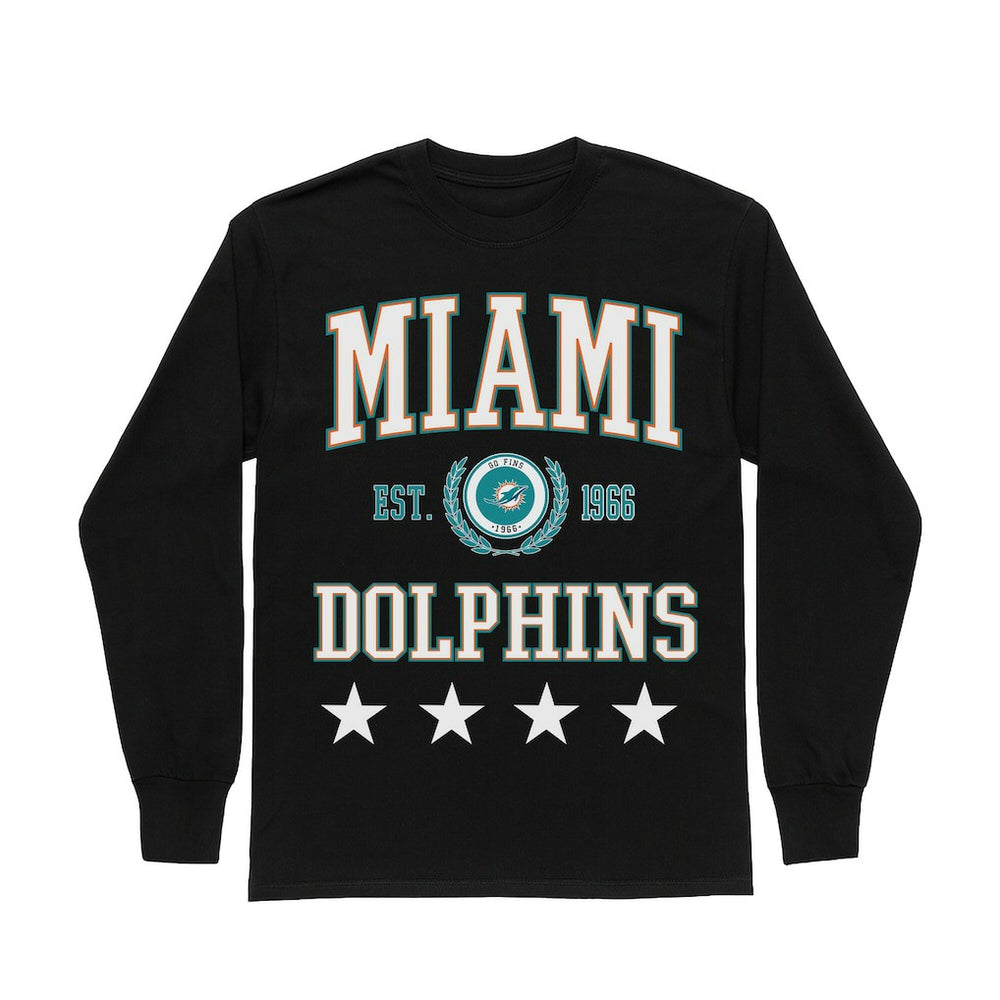 Miami Dolphins Gameday Couture Women's Oversized Everyday Star Long Sleeve T-Shirt Black | NFL