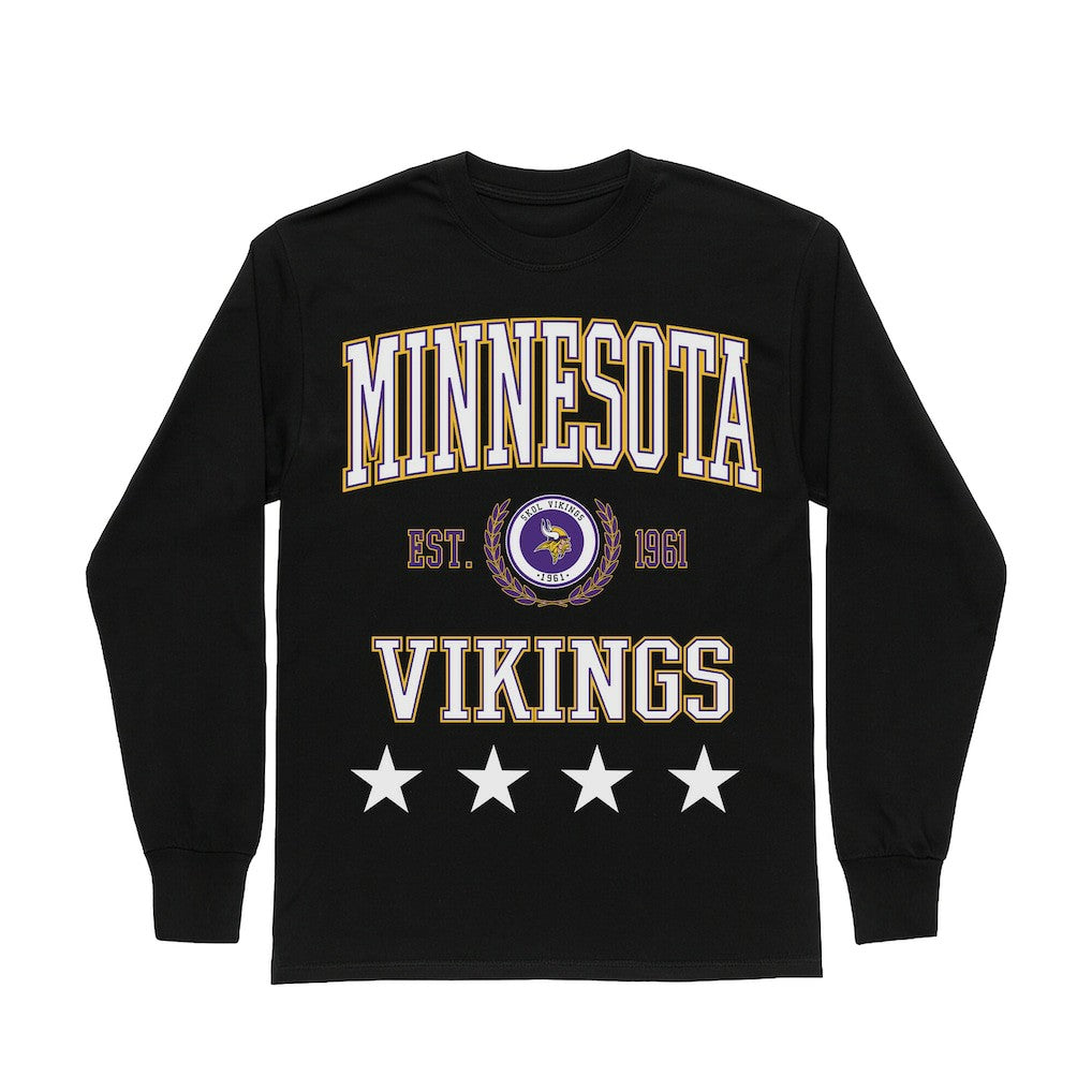 Minnesota Vikings Gameday Couture Women's Oversized Everyday Star Long Sleeve T-Shirt Black | NFL