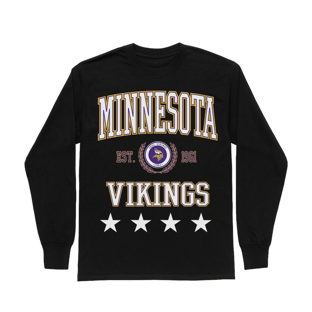 Minnesota Vikings Gameday Couture Women's Oversized Everyday Star Long Sleeve T-Shirt Black | NFL