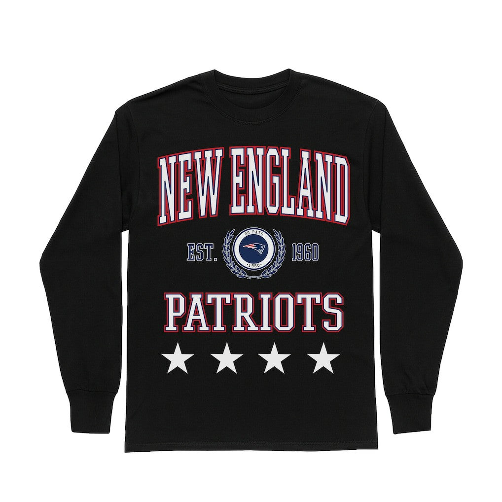 New England Patriots Gameday Couture Women's Oversized Everyday Star Long Sleeve T-Shirt Black | NFL
