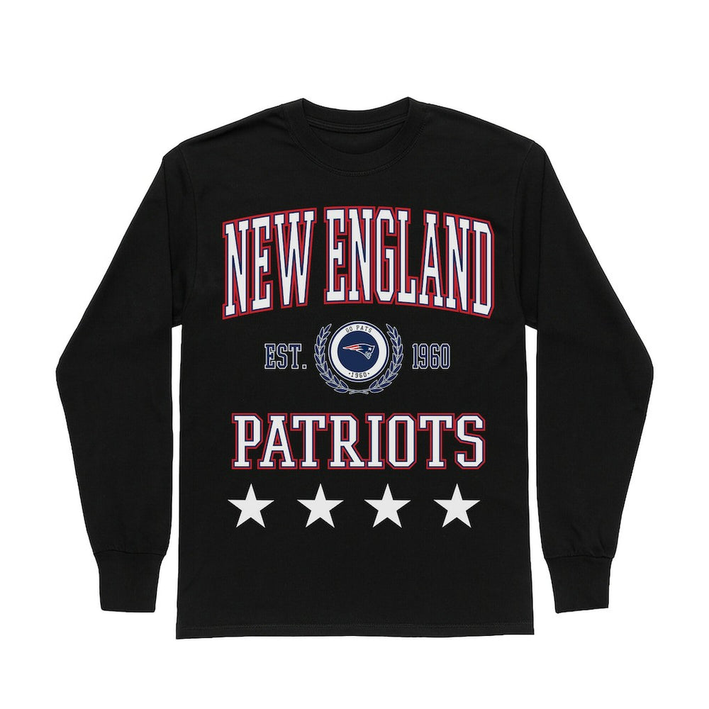 New England Patriots Gameday Couture Women's Oversized Everyday Star Long Sleeve T-Shirt Black | NFL