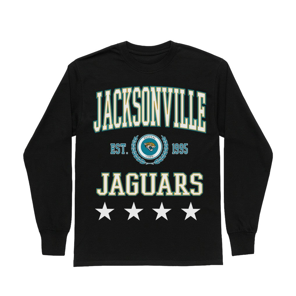 Jacksonville Jaguars Gameday Couture Women's Oversized Everyday Star Long Sleeve T-Shirt Black | NFL
