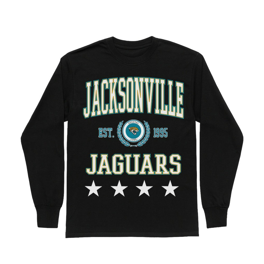 Jacksonville Jaguars Gameday Couture Women's Oversized Everyday Star Long Sleeve T-Shirt Black | NFL