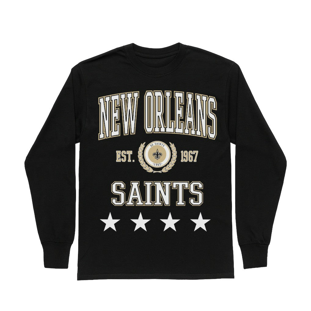 New Orleans Saints Gameday Couture Women's Oversized Everyday Star Long Sleeve T-Shirt Black | NFL