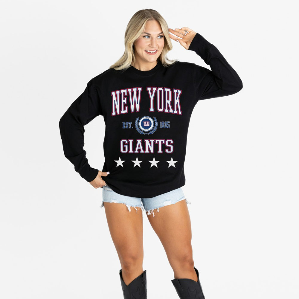 New York Giants Gameday Couture Women's Oversized Everyday Star Long Sleeve T-Shirt Black | NFL