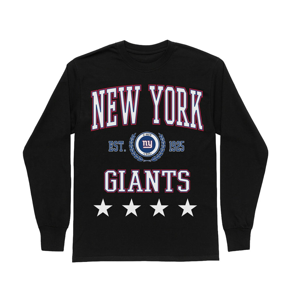 New York Giants Gameday Couture Women's Oversized Everyday Star Long Sleeve T-Shirt Black | NFL