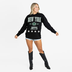 New York Jets Gameday Couture Women's Oversized Everyday Star Long Sleeve T-Shirt Black | NFL