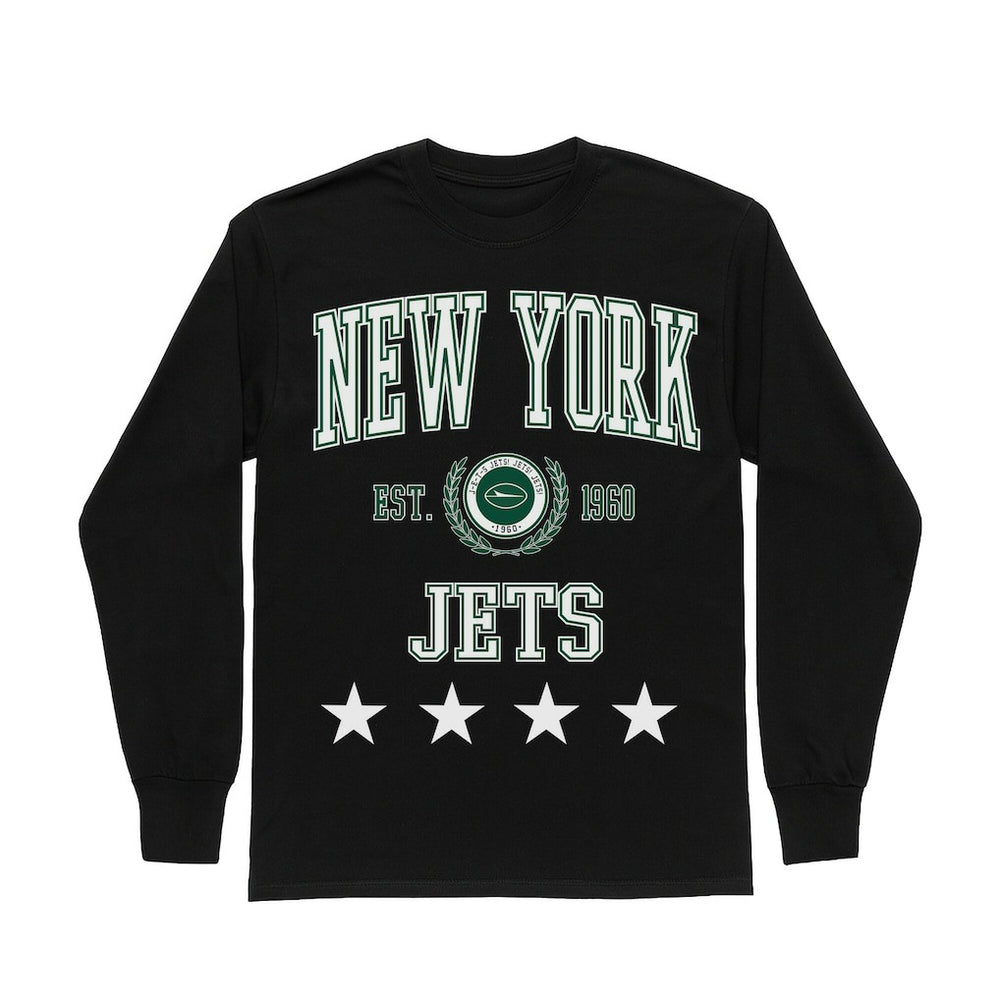 New York Jets Gameday Couture Women's Oversized Everyday Star Long Sleeve T-Shirt Black | NFL