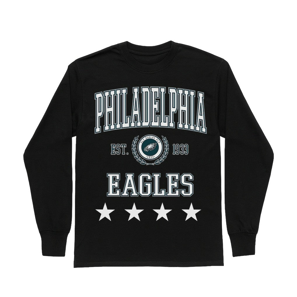 Philadelphia Eagles Gameday Couture Women's Oversized Everyday Star Long Sleeve T-Shirt Black | NFL