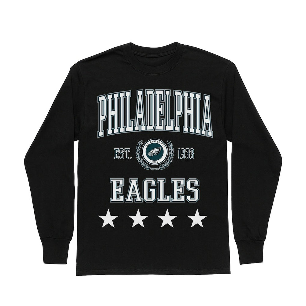 Philadelphia Eagles Gameday Couture Women's Oversized Everyday Star Long Sleeve T-Shirt Black | NFL