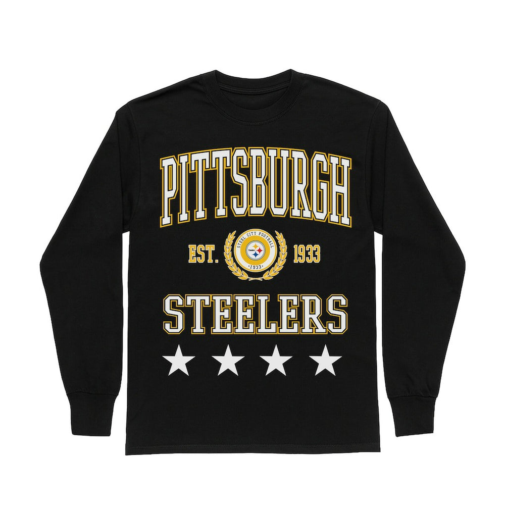 Pittsburgh Steelers Gameday Couture Women's Oversized Everyday Star Long Sleeve T-Shirt Black | NFL