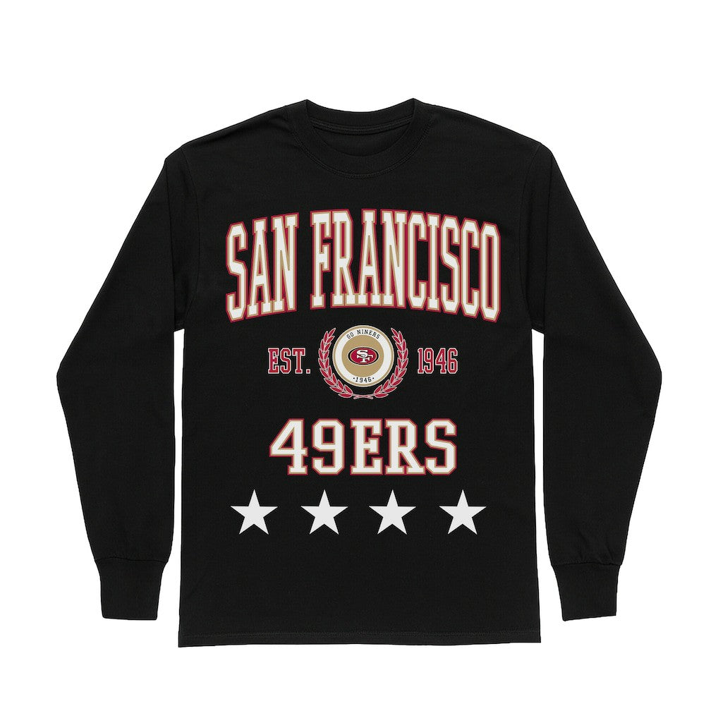 San Francisco 49ers Gameday Couture Women's Oversized Everyday Star Long Sleeve T-Shirt Black | NFL