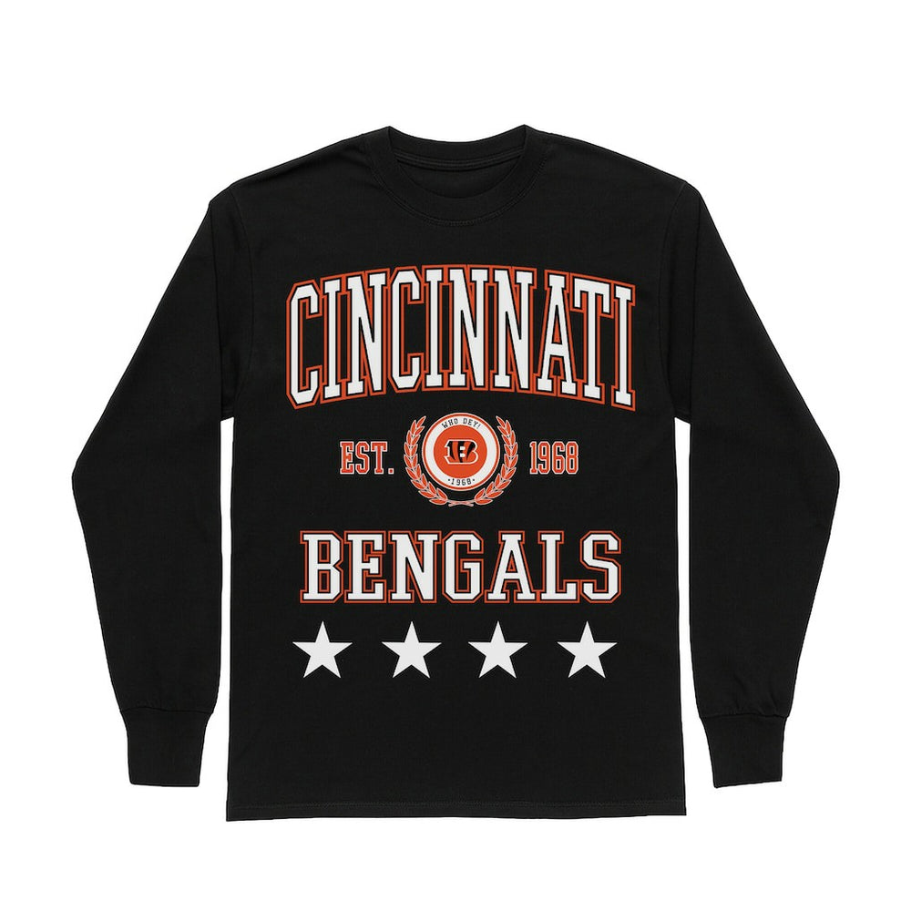 Cincinnati Bengals Gameday Couture Women's Oversized Everyday Star Long Sleeve T-Shirt Black | NFL