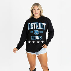 Detroit Lions Gameday Couture Women's Oversized Everyday Star Long Sleeve T-Shirt Black | NFL