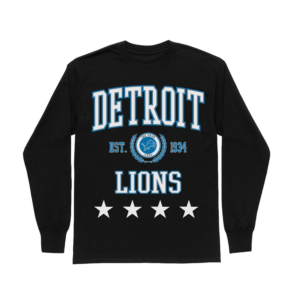 Detroit Lions Gameday Couture Women's Oversized Everyday Star Long Sleeve T-Shirt Black | NFL