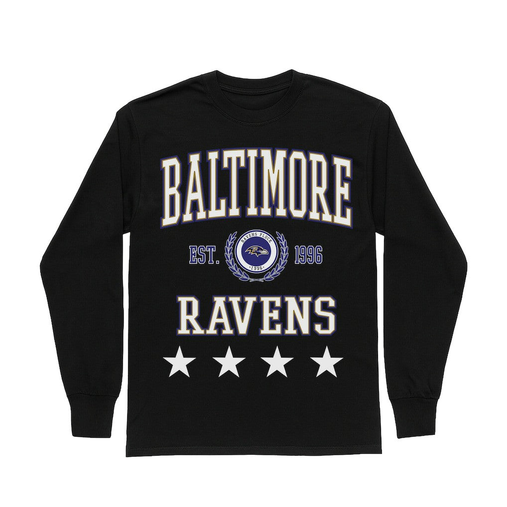 Baltimore Ravens Gameday Couture Women's Oversized Everyday Star Long Sleeve T-Shirt Black | NFL