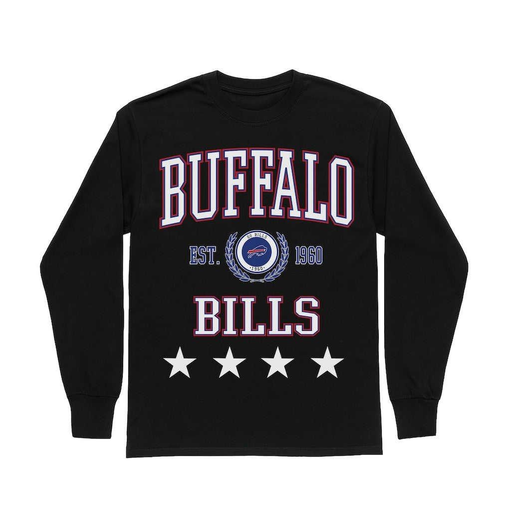 Buffalo Bills Gameday Couture Women's Oversized Everyday Star Long Sleeve T-Shirt Black | NFL