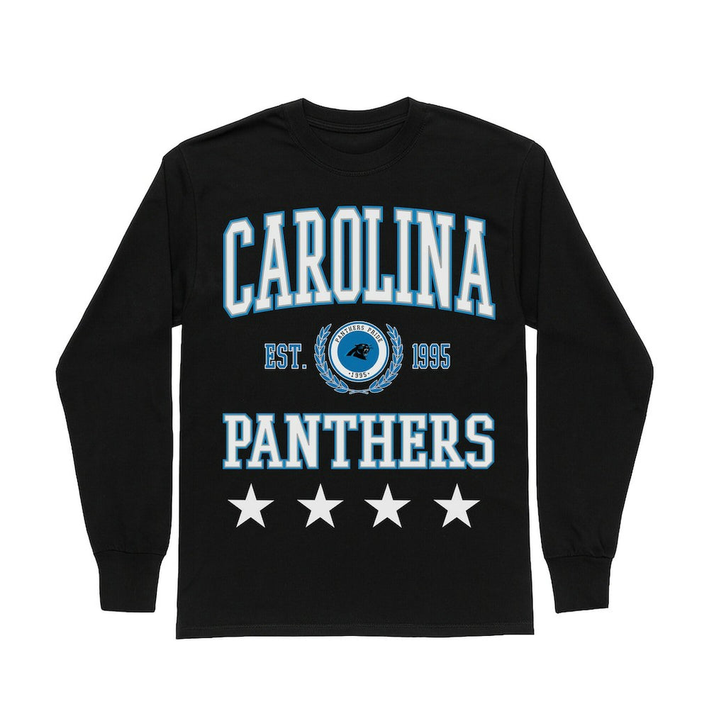Carolina Panthers Gameday Couture Women's Oversized Everyday Star Long Sleeve T-Shirt Black | NFL
