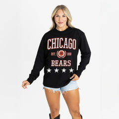 Chicago Bears Gameday Couture Women's Oversized Everyday Star Long Sleeve T-Shirt Black | NFL