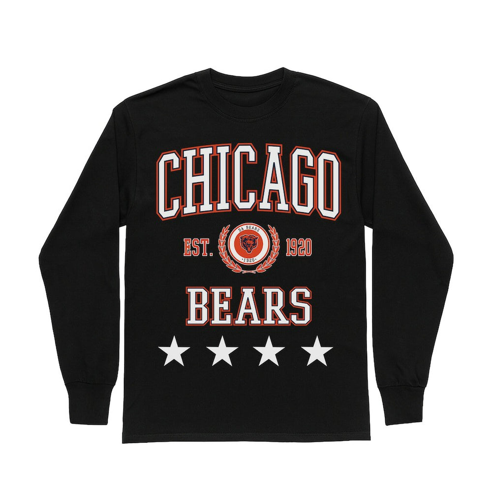 Chicago Bears Gameday Couture Women's Oversized Everyday Star Long Sleeve T-Shirt Black | NFL