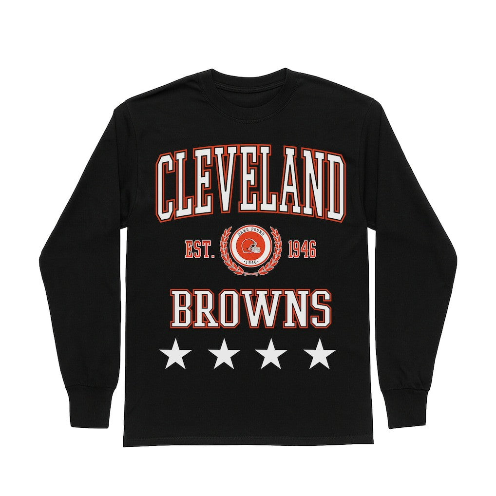 Cleveland Browns Gameday Couture Women's Oversized Everyday Star Long Sleeve T-Shirt Black | NFL