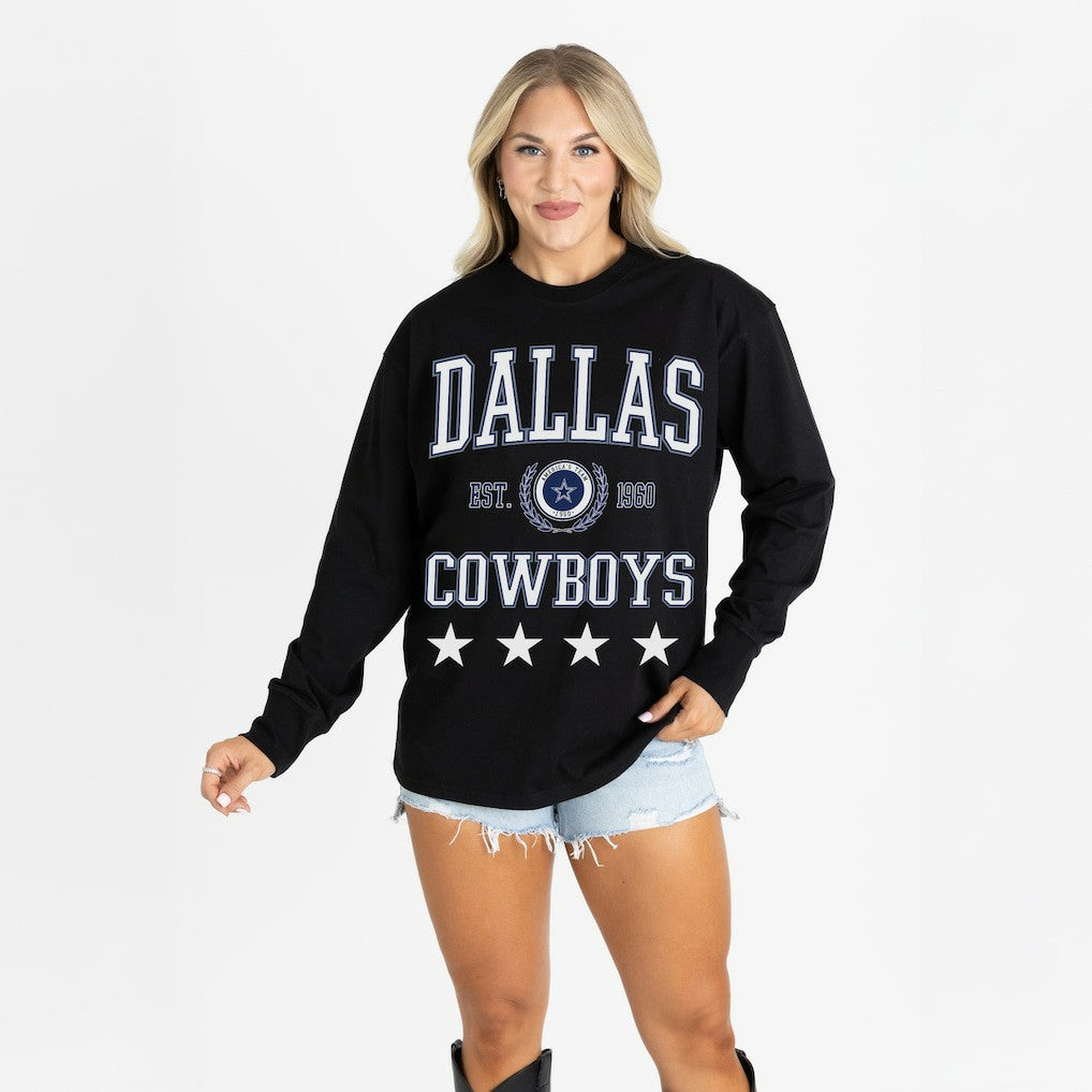 Dallas Cowboys Gameday Couture Women's Oversized Everyday Star Long Sleeve T-Shirt Black | NFL