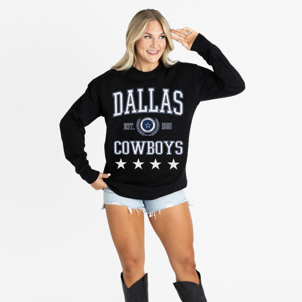 Dallas Cowboys Gameday Couture Women's Oversized Everyday Star Long Sleeve T-Shirt Black | NFL