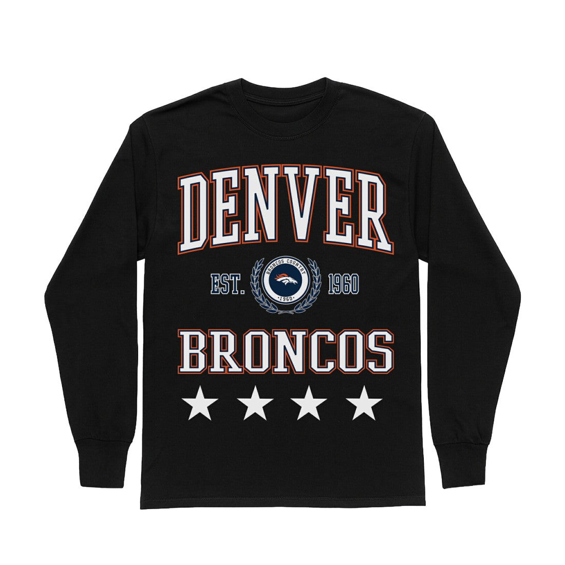 Denver Broncos Gameday Couture Women's Oversized Everyday Star Long Sleeve T-Shirt Black | NFL