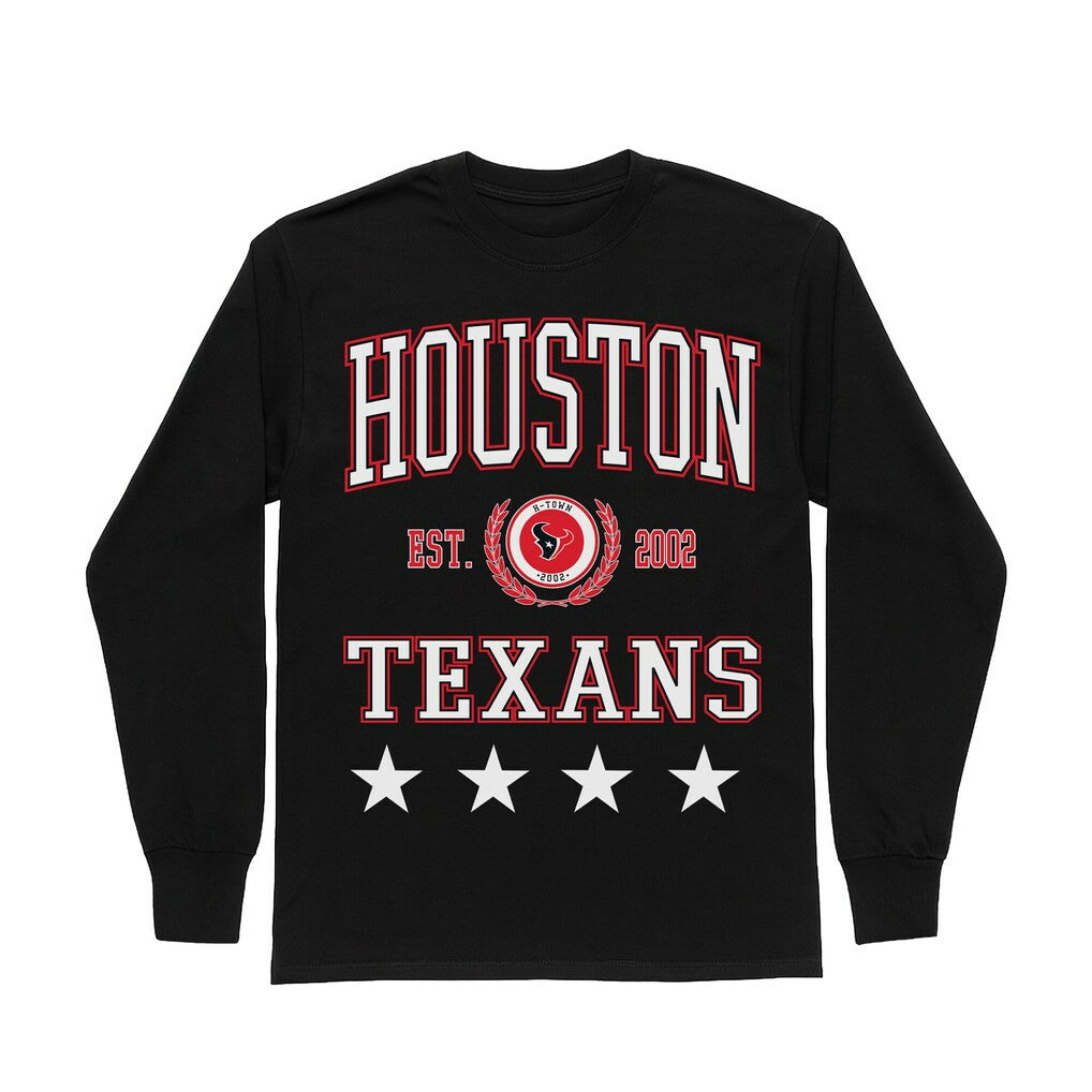 Houston Texans Gameday Couture Women's Oversized Everyday Star Long Sleeve T-Shirt Black | NFL