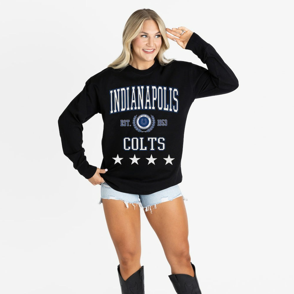 Indianapolis Colts Gameday Couture Women's Oversized Everyday Star Long Sleeve T-Shirt Black | NFL