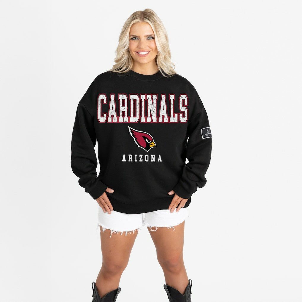 Arizona Cardinals Gameday Couture Women's Oversized Level Up Black Label Premium Fleece Sweatshirt Black | NFL