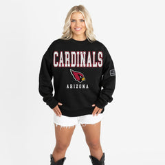 Arizona Cardinals Gameday Couture Women's Oversized Level Up Black Label Premium Fleece Sweatshirt Black | NFL