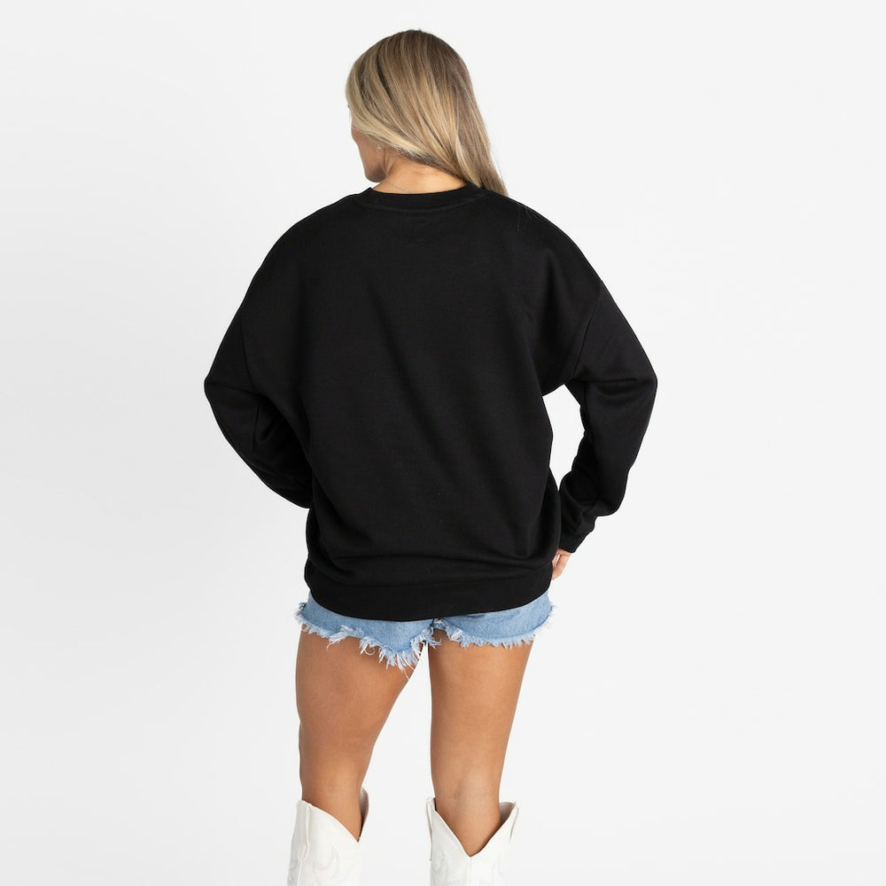 Arizona Cardinals Gameday Couture Women's Oversized Level Up Black Label Premium Fleece Sweatshirt Black | NFL