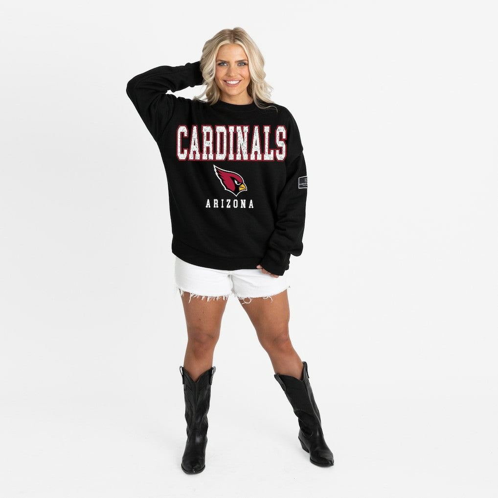Arizona Cardinals Gameday Couture Women's Oversized Level Up Black Label Premium Fleece Sweatshirt Black | NFL