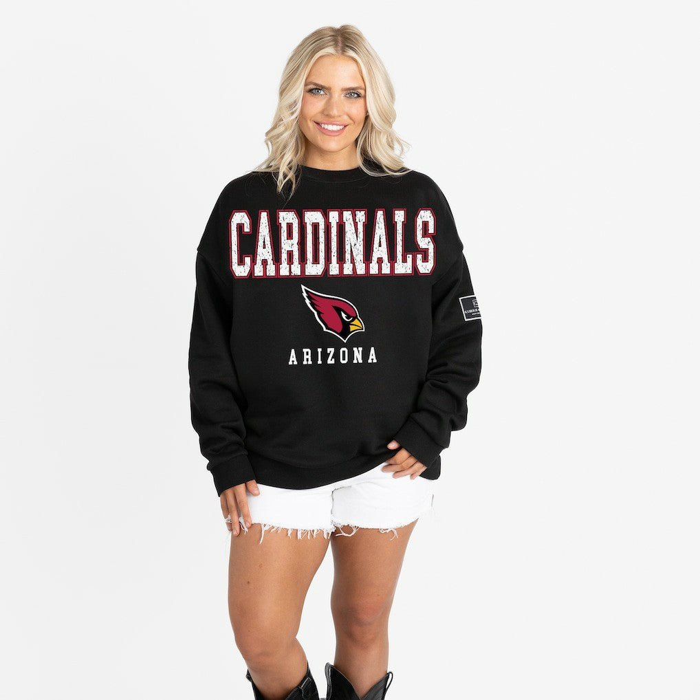 Arizona Cardinals Gameday Couture Women's Oversized Level Up Black Label Premium Fleece Sweatshirt Black | NFL