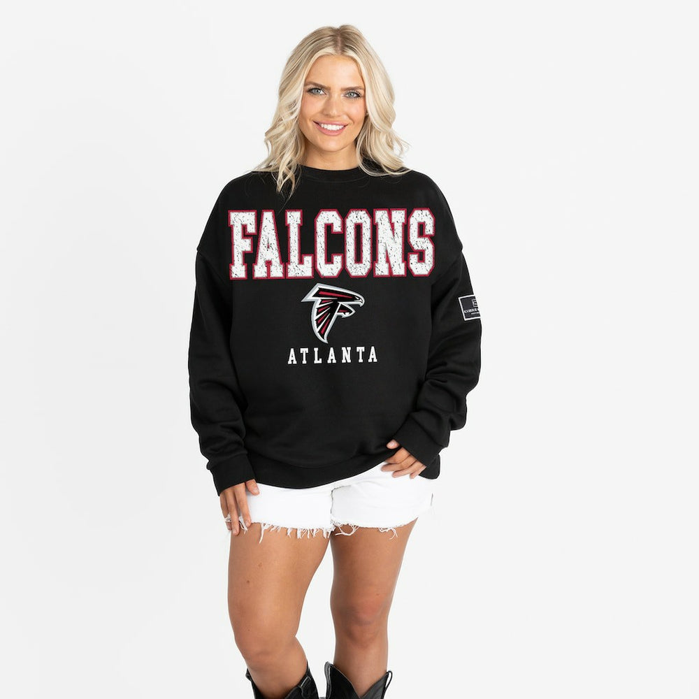 Atlanta Falcons Gameday Couture Women's Oversized Level Up Black Label Premium Fleece Sweatshirt Black | NFL