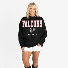 Atlanta Falcons Gameday Couture Women's Oversized Level Up Black Label Premium Fleece Sweatshirt Black | NFL