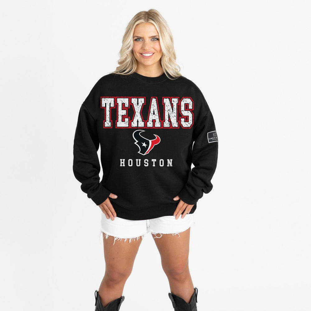 Houston Texans Gameday Couture Women's Oversized Level Up Black Label Premium Fleece Sweatshirt Black | NFL