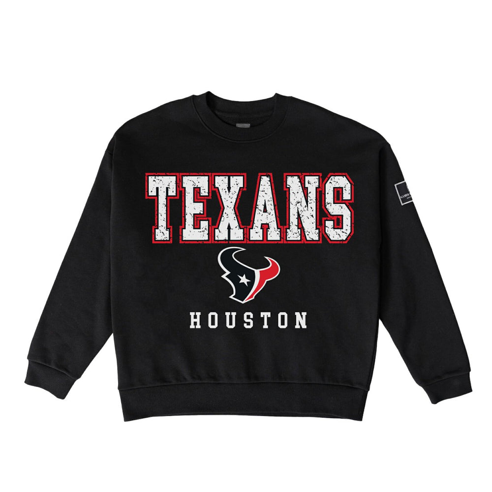 Houston Texans Gameday Couture Women's Oversized Level Up Black Label Premium Fleece Sweatshirt Black | NFL