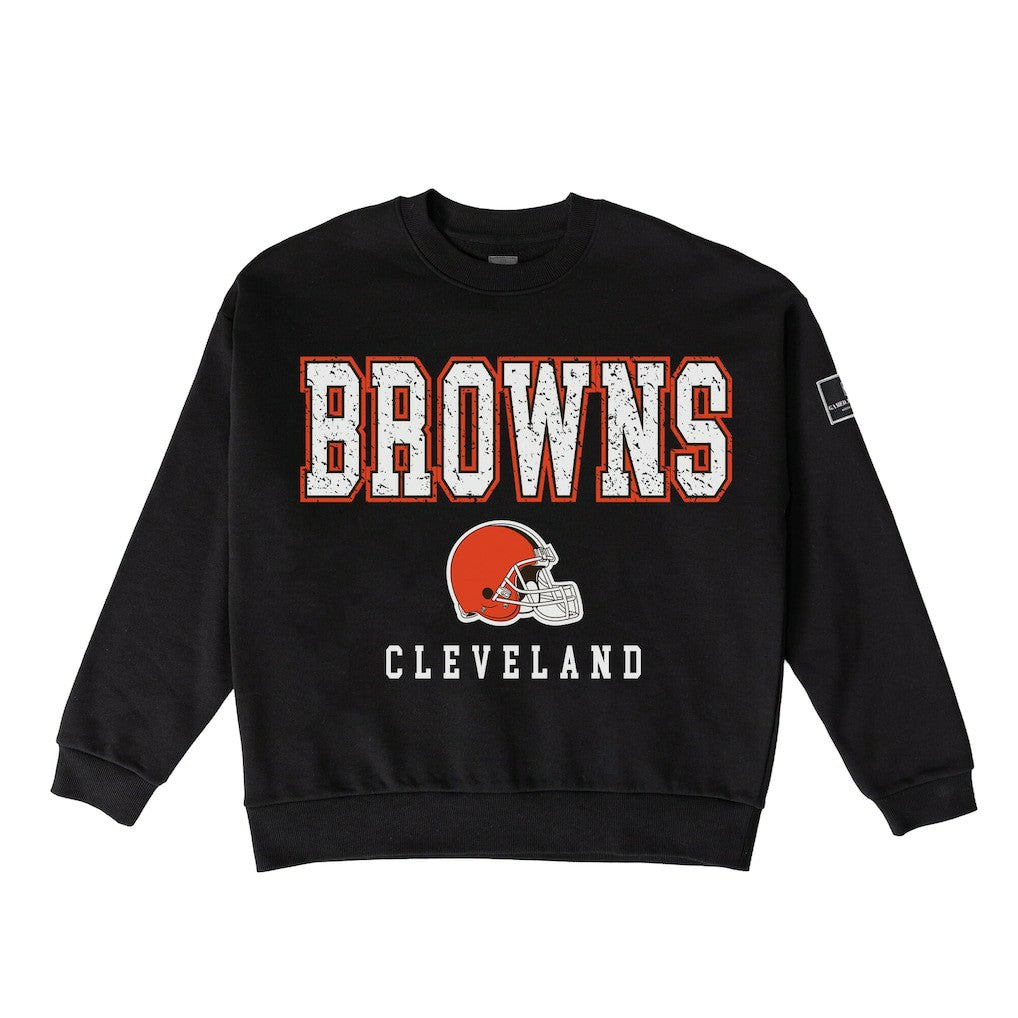 Cleveland Browns Gameday Couture Women's Oversized Level Up Black Label Premium Fleece Sweatshirt Black | NFL
