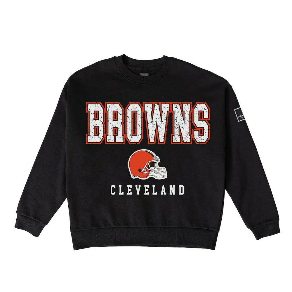 Cleveland Browns Gameday Couture Women's Oversized Level Up Black Label Premium Fleece Sweatshirt Black | NFL