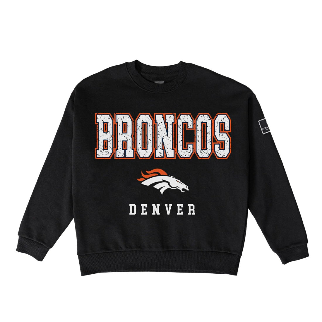 Denver Broncos Gameday Couture Women's Oversized Level Up Black Label Premium Fleece Sweatshirt Black | NFL