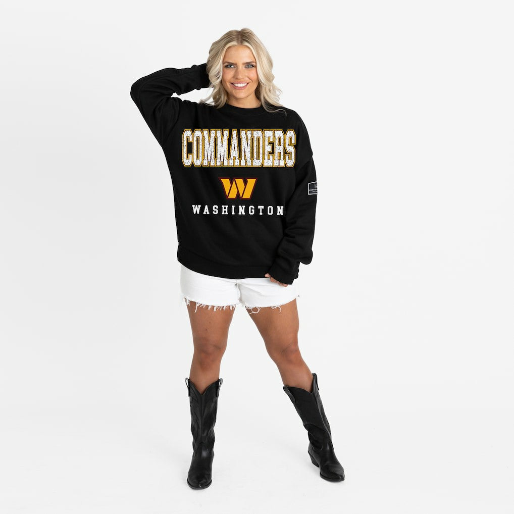 Washington Commanders Gameday Couture Women's Oversized Level Up Black Label Premium Fleece Sweatshirt Black | NFL