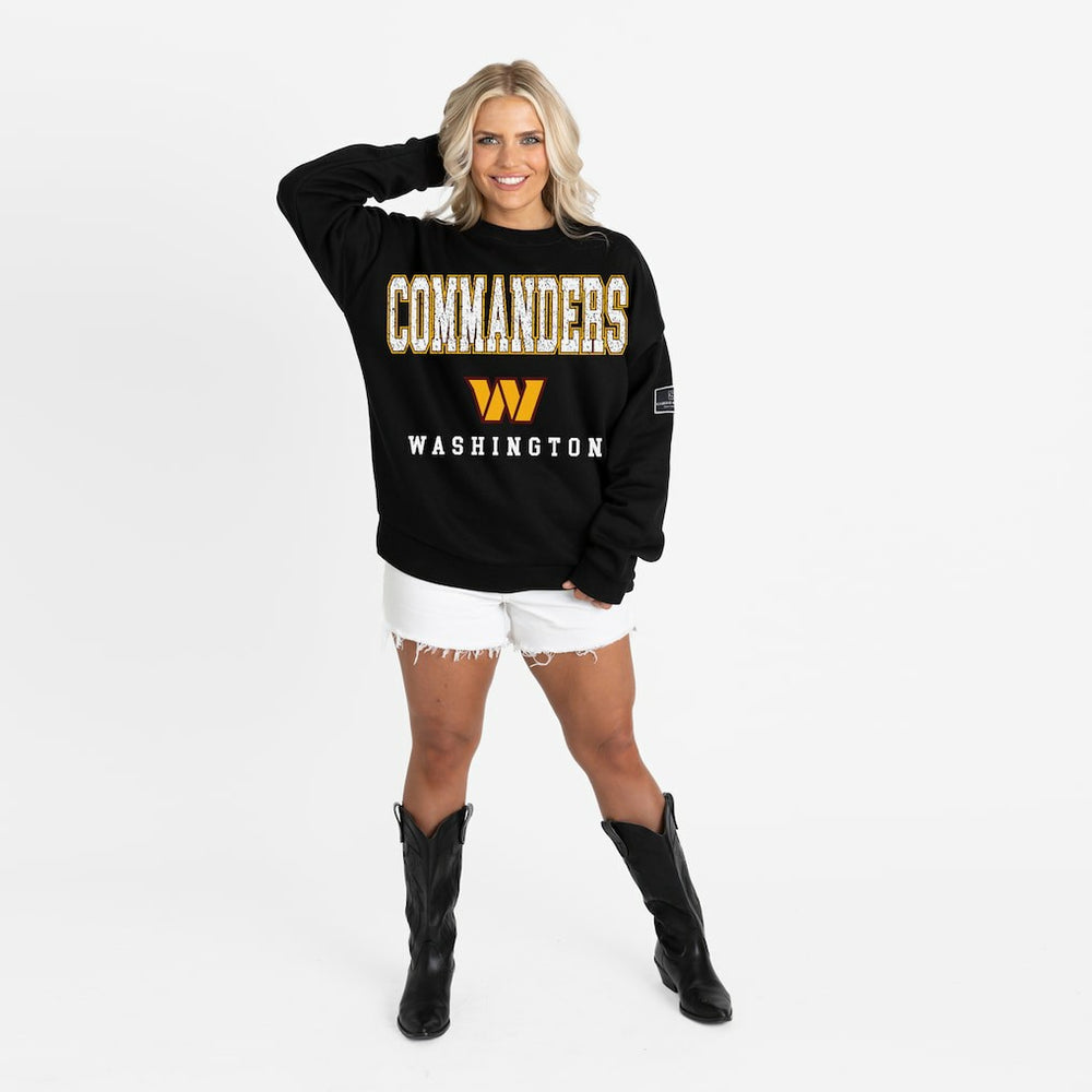 Washington Commanders Gameday Couture Women's Oversized Level Up Black Label Premium Fleece Sweatshirt Black | NFL