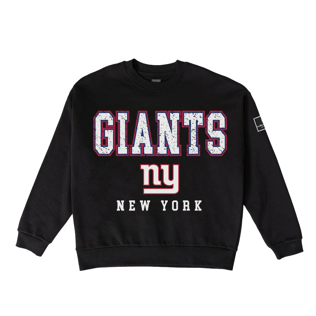 New York Giants Gameday Couture Women's Oversized Level Up Black Label Premium Fleece Sweatshirt Black | NFL