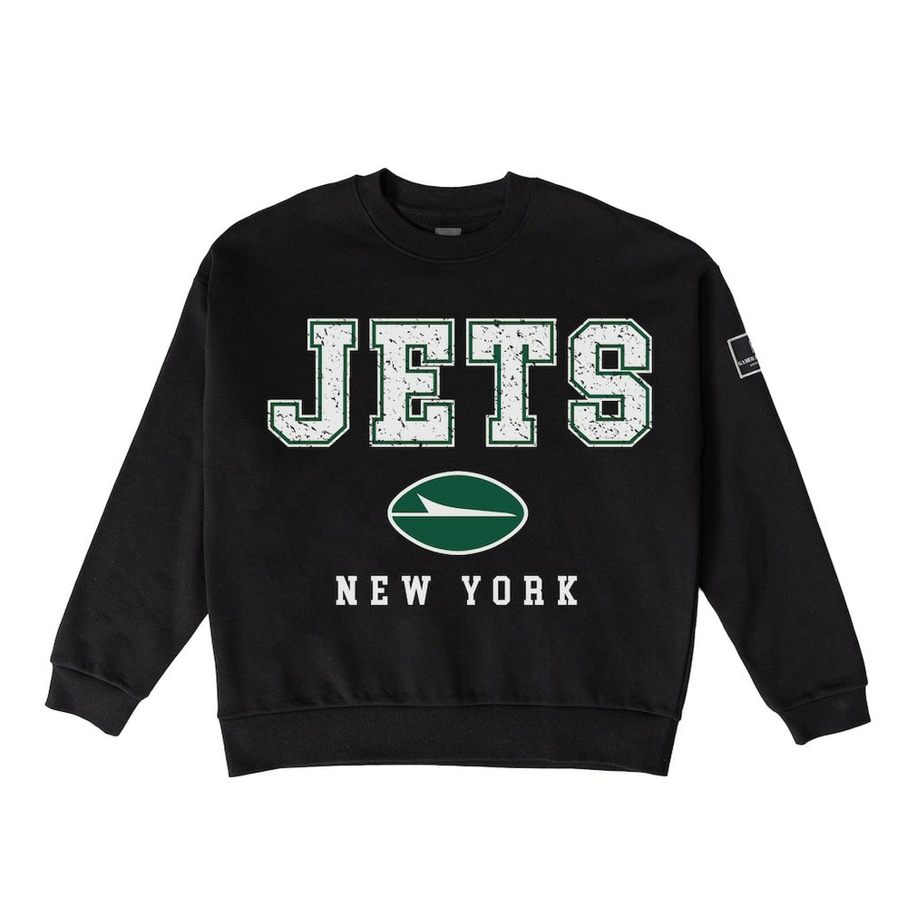 New York Jets Gameday Couture Women's Oversized Level Up Black Label Premium Fleece Sweatshirt Black | NFL