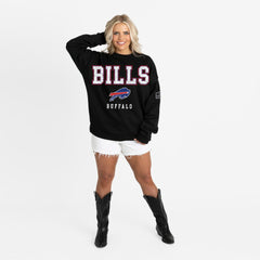 Buffalo Bills Gameday Couture Women's Oversized Level Up Black Label Premium Fleece Sweatshirt Black | NFL